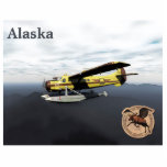 Flying Moose Aviation de Havilland DH3-C Otter Photo Sculpture Magnet<br><div class="desc">A de Havilland Canada DH3-C Otter, sporting the logo of mythical Flying Moose Aviation of Talkeetna, in flight somewhere over Alaska on an overcast day. Customizable text reading "Alaska" also appears. Also depicted is the leather patch worn by Flying Moose Aviation's bush pilots. It features a winged moose superimposed on...</div>