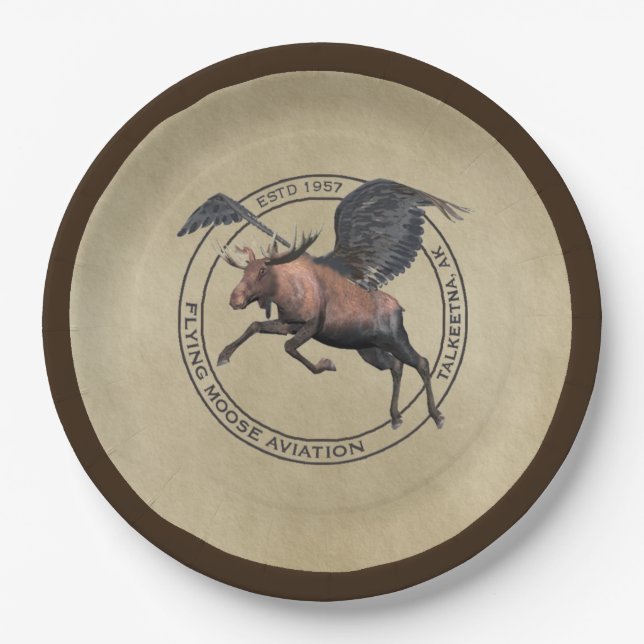 Flying Moose Aviation Logo Paper Plate (Front)