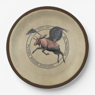 Flying Moose Aviation Logo Paper Plate