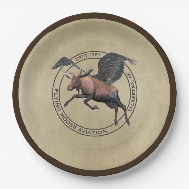 Flying Moose Aviation Logo Paper Plate (Front)