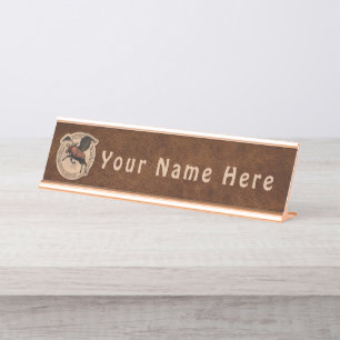 Flying Moose Aviation Patch Desk Name Plate