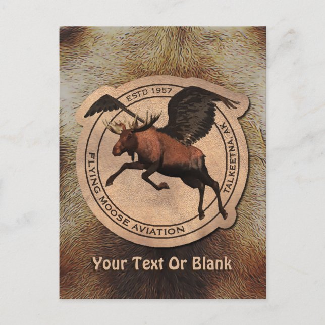 Flying Moose Aviation Patch Postcard (Front)