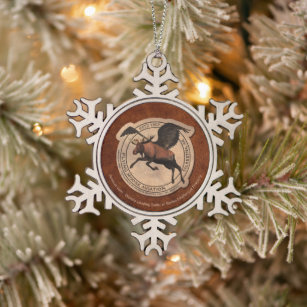 Flying Moose Aviation Patch Snowflake Pewter Christmas Ornament