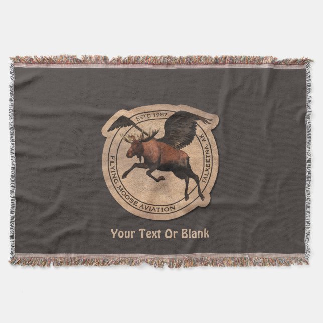Flying Moose Aviation Patch Throw Blanket (Front)