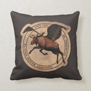 Flying Moose Aviation Patch Throw Pillow
