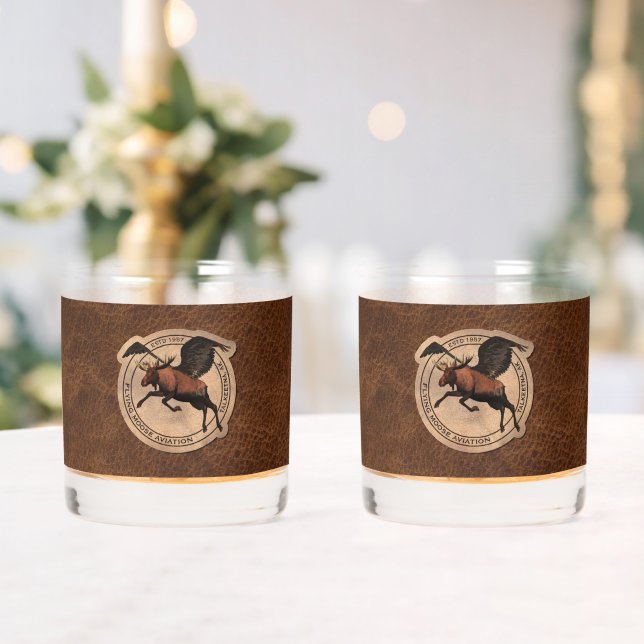 Flying Moose Aviation Patch Whiskey Glass (Insitu (Wedding))