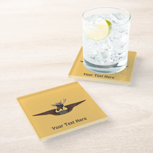 Flying Moose Aviation Wings Glass Coaster (Angled)