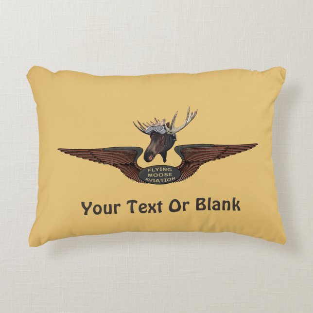 Flying Moose Bush Pilot Wings Decorative Pillow (Front)
