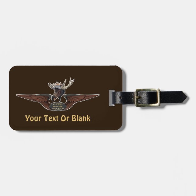 Flying Moose Bush Pilot Wings Luggage Tag (Front Horizontal)