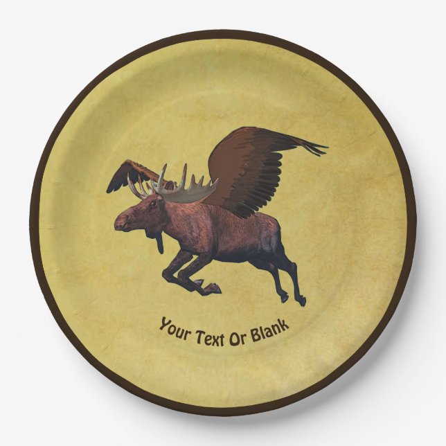 Flying Moose Paper Plate (Front)