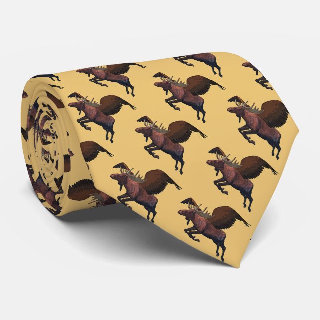 Flying Moose Tie (Rolled)