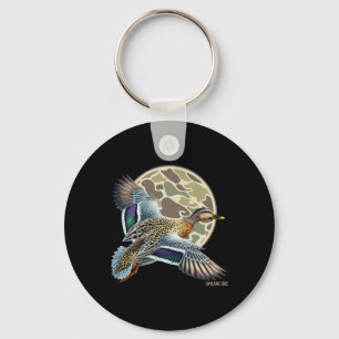 Flying Mottled Duck Camouflage Camo Duck Hunting C Keychain