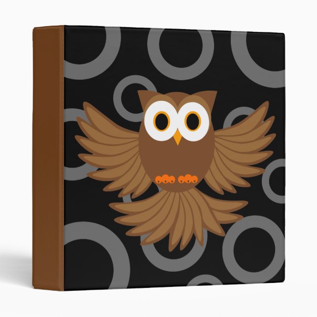Flying Night Owl Cartoon Binder (Front/Spine)
