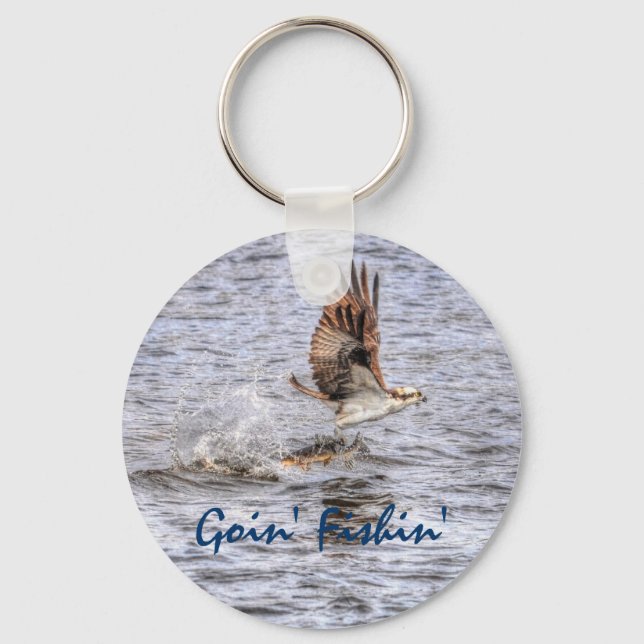 Flying Osprey & Fish HDR Wildlife Photo Gift Keychain (Front)