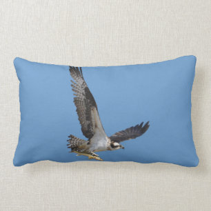 Flying Osprey & Fish Wildlife Photography Lumbar Pillow