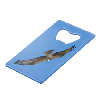 Flying osprey with a target in sight wallet bottle opener