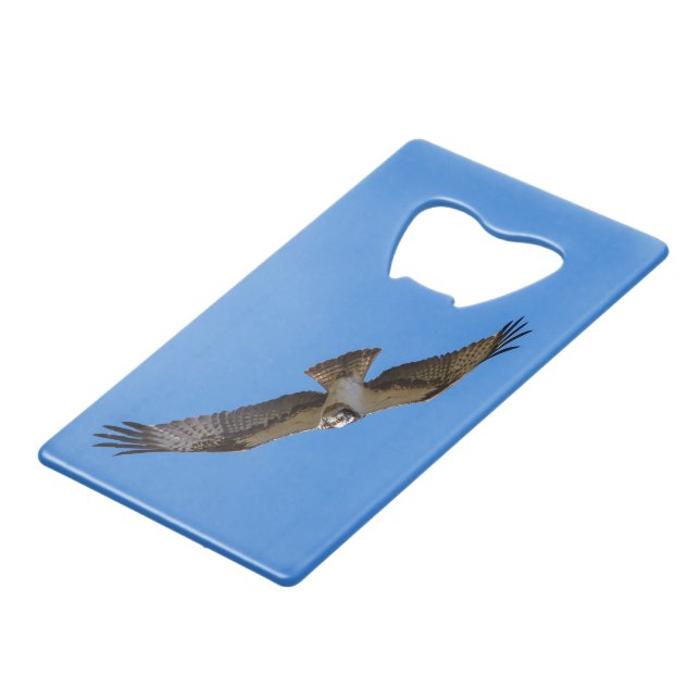 Flying osprey with a target in sight wallet bottle opener (Back Angled)