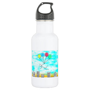 Flying Over The City with Balloons 532 Ml Water Bottle