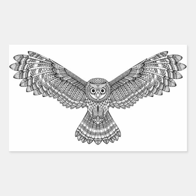 Flying Owl Zendoodle Sticker (Front)