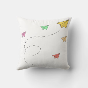 Flying paper planes throw pillow