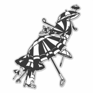 flying Parasols Umbrellas Ink art Illustration