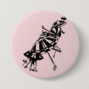 flying Parasols Umbrellas Ink art Illustration 3 Inch Round Button