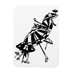 flying Parasols Umbrellas Ink art Illustration  Magnet