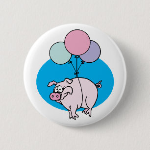 Flying Party Pig 2 Inch Round Button