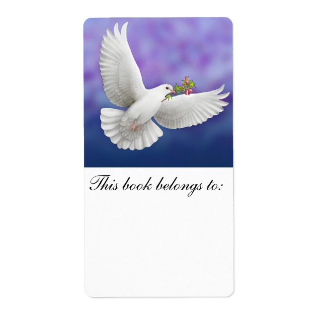 Flying Peace Dove Bookplate (Front)