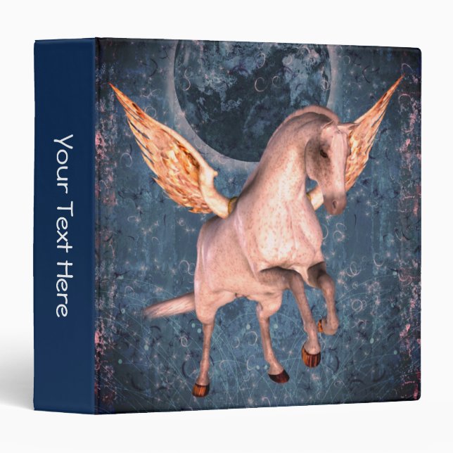 Flying Pegasus Horse Full Moon Personalized Binder (Front/Spine)