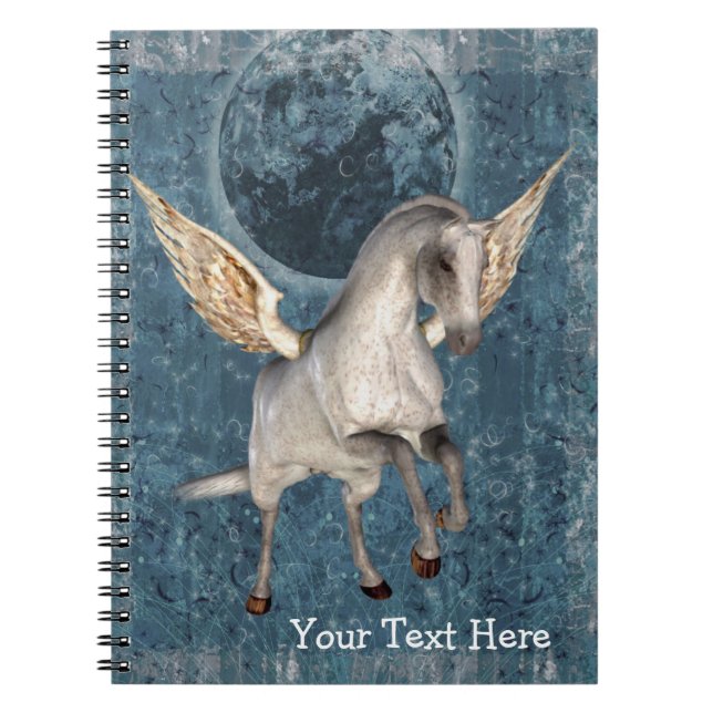 Flying Pegasus Moon Fantasy Horse Notebook (Front)