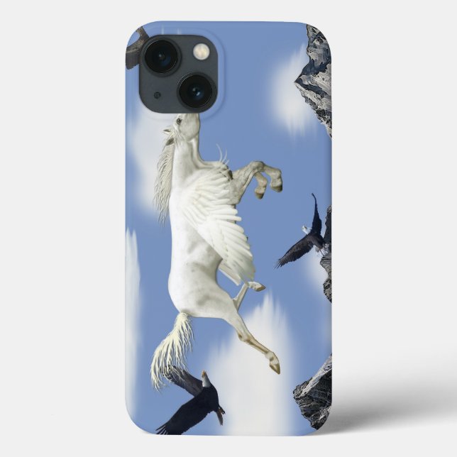 Flying Pegasus, Mountains and Eagles Fantasy Art Case-Mate iPhone Case (Back)
