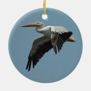 Flying Pelican 5 Ceramic Ornament