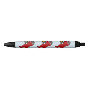 Flying penguin cartoon black ink pen