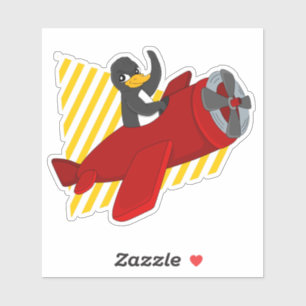 Flying penguin cartoon Custom-Cut Vinyl Sticker