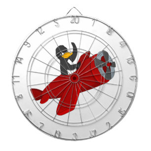 Flying penguin cartoon dart board