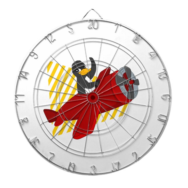 Flying penguin cartoon dart board (Front)