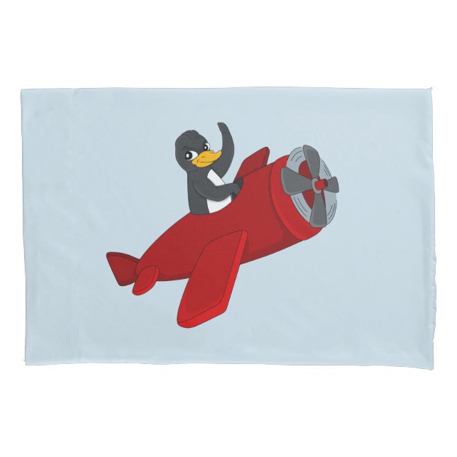 Flying penguin cartoon pillow case (Front)