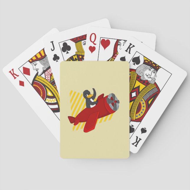 Flying penguin cartoon playing cards (Back)