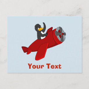 Flying penguin cartoon postcard
