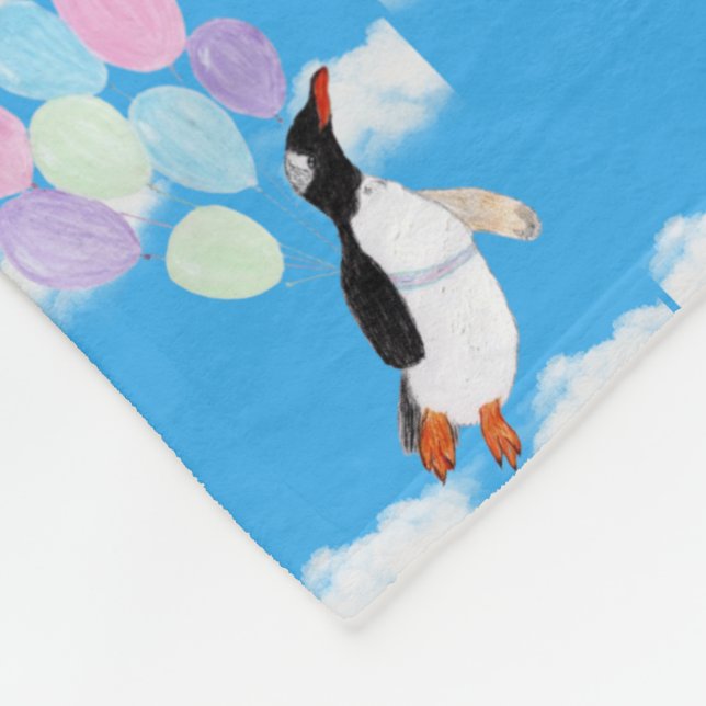 Flying Penguin  Fleece Blanket (Corner)