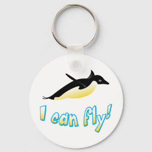Flying penguin keychain