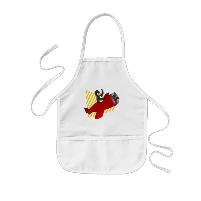 Flying penguing cartoo kids apron (Front)