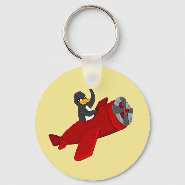 Flying penguing cartoon keychain (Front)