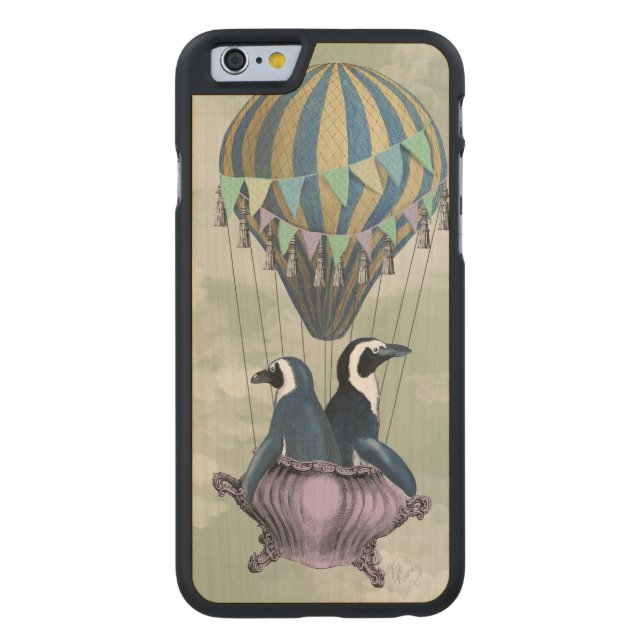 Flying Penguins 2 Carved Wood iPhone Case (Back)