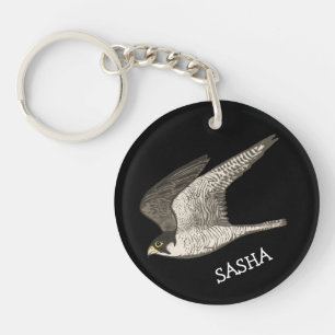 Flying Peregrine Falcon Coloured Pencil CUSTOM NAM Keychain