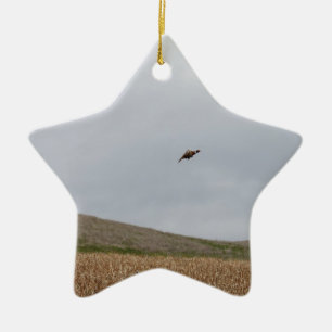 flying pheasant ceramic ornament