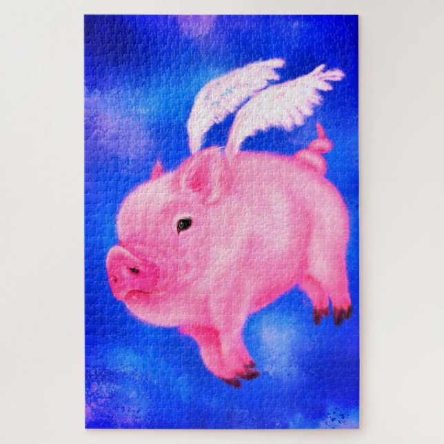 Flying Pig Angel Jigsaw Puzzle Painrting Fun (Vertical)