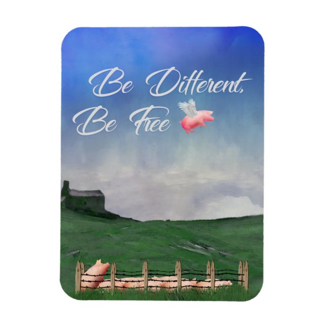 Flying Pig Be Different Magnet (Vertical)