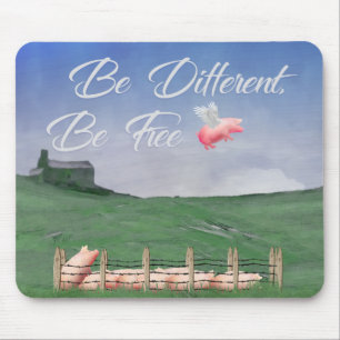 Flying Pig Be Different Mouse Pad